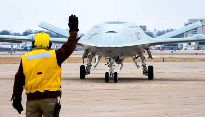 FILE PHOTO: Boeing conducts MQ-25 deck handling demonstration at its facility in St. Louis, Mo. Photo by Eric Shindelbower.