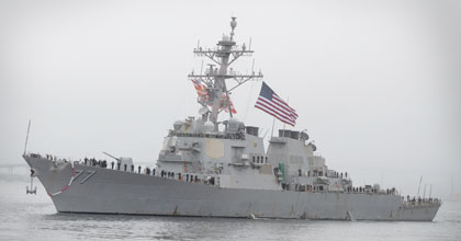 The Arleigh Burke-class guided-missile destroyer USS O’Kane (DDG 77) pulls into their homeport of Naval Base San Diego, Feb. 7, 2025. O’Kane, assigned to the Abraham Lincoln Carrier Strike Group, returned from a seven-month deployment to the 3rd, 5th, and 7th. fleet area of operations. As an integral part of U.S. Pacific Fleet, Commander, U.S. 3rd Fleet operates naval forces in the Indo-Pacific and provides the realistic and relevant training to ensure the readiness necessary to execute the U.S. Navy’s timeless role across the full spectrum of military operations. U.S. 3rd Fleet works together with our allies and partners to advance freedom of navigation, the rule of law, and other principles that underpin security for the Indo-Pacific region. U.S. Navy photo by Interior Communications Electrician 2nd Class Ulrika Mendiola.
